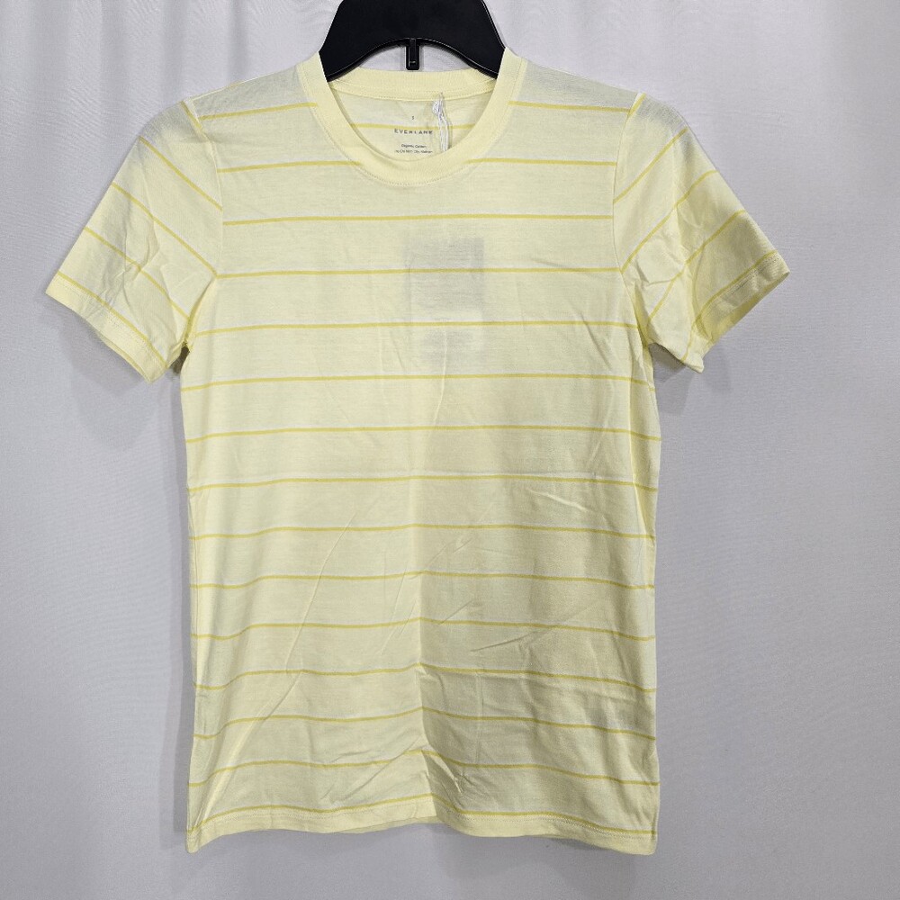 Everlane Yellow Striped The Organic Cotton Cropped Short Sleeve T-Shirt Small